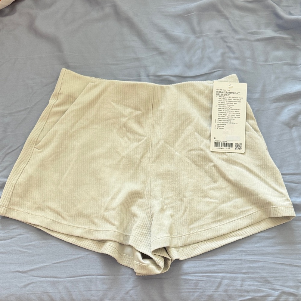 Lululemon Cream Ribbed Softstreme Shorts